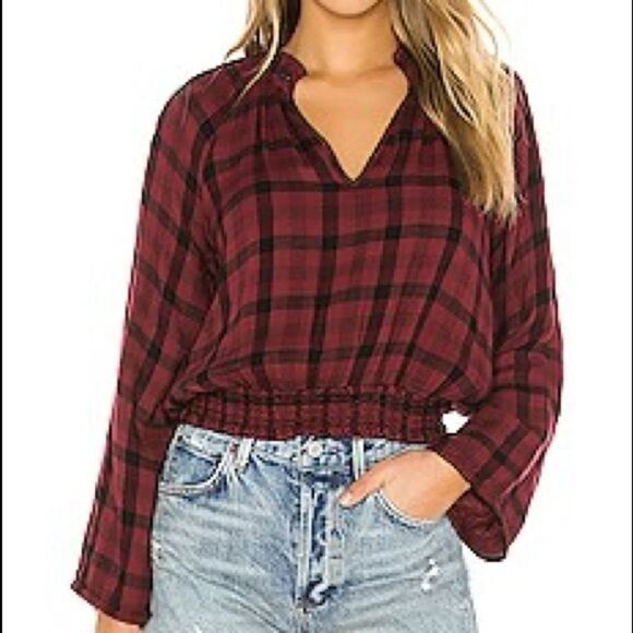 Anthropologie Cloth & Stone‎ Sara Plaid Blouse Medium - Picture 1 of 5